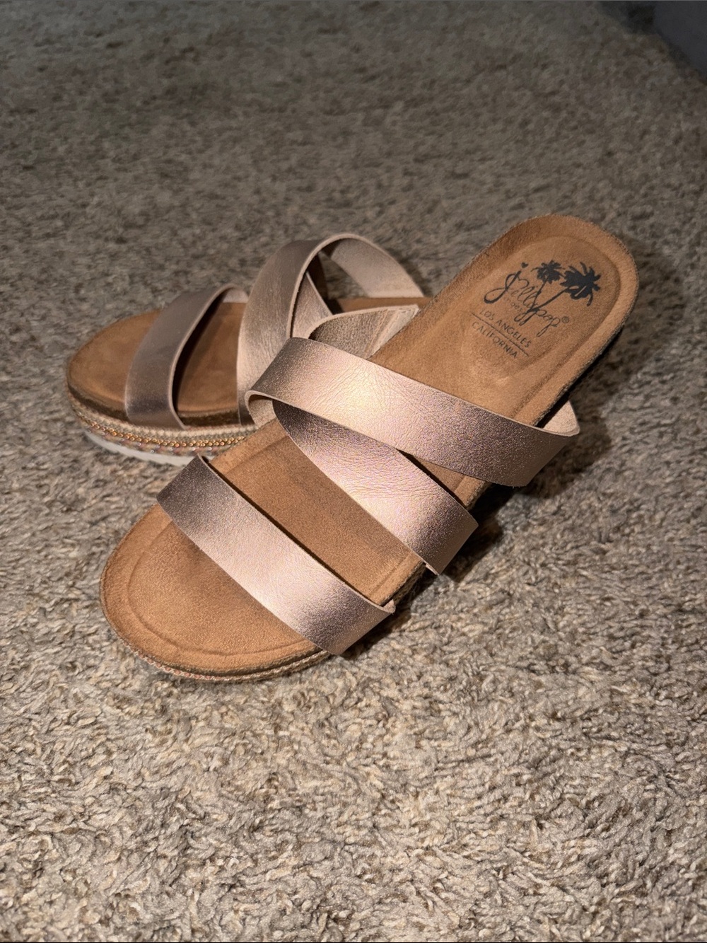 Slip-On Strappy Sandal in Rose Gold